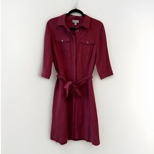 NWT Pure Silk&Linen Belted Utility Shirt Midi Dress US 6 Quiet Luxury Office